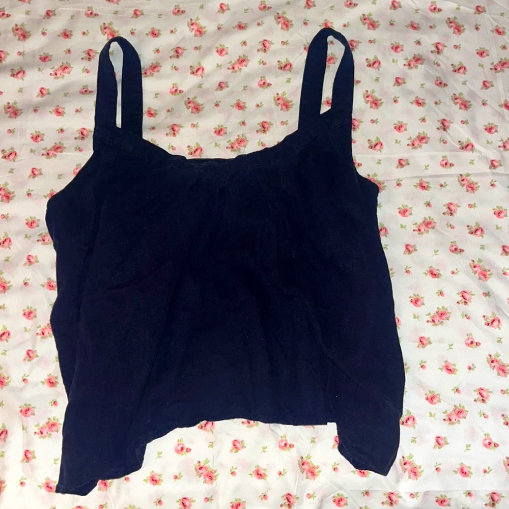 Sleeveless Dark Blue Blouse